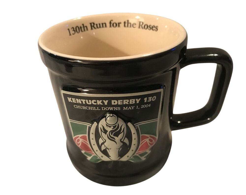 2004 Kentucky Derby 130th Run for the Roses Churchill Downs Black Coffee Cup/Mug